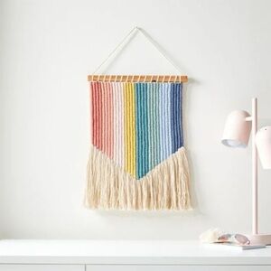 ✨Brand New - Crate & Barrel Vertical Rainbow Woven Wall Hanging Macrame Decor✨